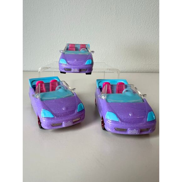 Vintage Polly Pocket 2007 Sparkly Violet Teal Convertible Toy Car Lot of 3 - Picture 4 of 7